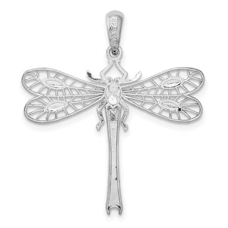 Sterling Silver Polished Dragonfly w/14k Yellow Gold Accent Pendant
