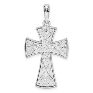 Sterling Silver Polished Fancy Cross w/14k Yellow Gold Accent Pendant