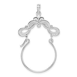 Sterling Silver Polished Beaded Scroll Design Charm Holder Pendant