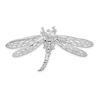 Sterling Silver Polished Dragonfly w/Filigree Wings Slide Pendant