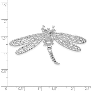 Sterling Silver Polished Dragonfly w/Filigree Wings Slide Pendant