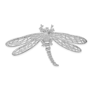 Sterling Silver Polished Dragonfly w/Filigree Wings Slide Pendant