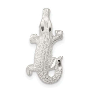 Sterling Silver Satin & Polished Diamond-cut Alligator Chain Slide Pendant