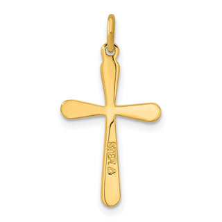 Sterling Silver Gold-plated Polished Round Tapered Ends Cross Pendant
