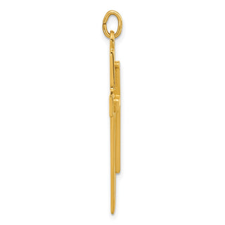 Sterling Silver Gold-plated Polished and Satin Double Cross Pendant