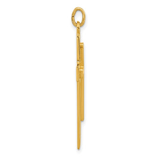 Sterling Silver Gold-plated Polished and Satin Double Cross Pendant