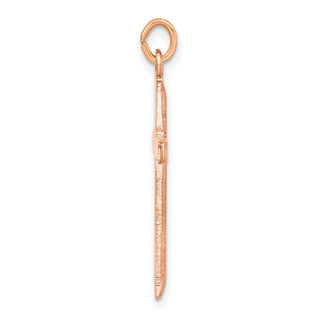 Sterling Silver Rose Gold-plated Polished and Brushed Tapered Cross Pendant