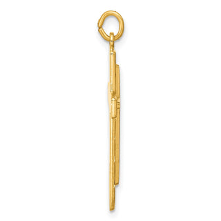 Sterling Silver Gold-plated Polished and Satin Diamond-cut Cross Pendant
