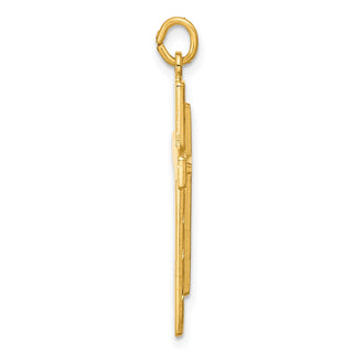 Sterling Silver Gold-plated Polished and Satin Diamond-cut Cross Pendant