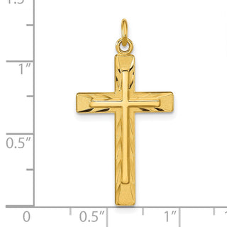 Sterling Silver Gold-plated Polished and Satin Diamond-cut Cross Pendant