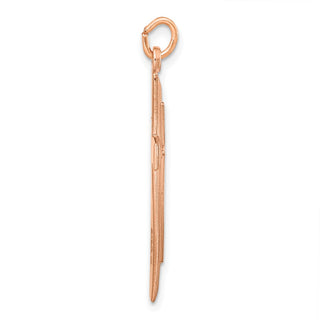 Sterling Silver Rose Gold-plated Polished and Brushed Double Cross Pendant