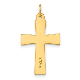Sterling Silver Gold-plated Polished Enameled Cross Pendant QC11118