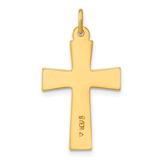 Sterling Silver Gold-plated Polished Enameled Cross Pendant QC11118