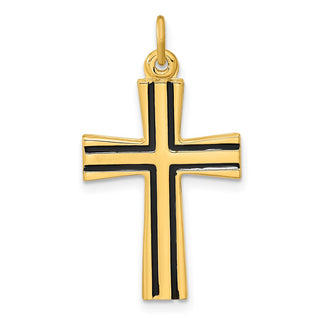 Sterling Silver Gold-plated Polished Enameled Cross Pendant QC11118