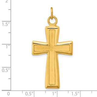 Sterling Silver Gold-plated Polished and Satin Cross Pendant
