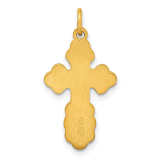 Sterling Silver Gold-tone Polished Solid Miraculous Symbols Cross Pendant