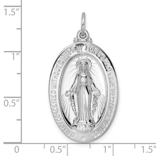 Sterling Silver Rhodium-plated Polished Solid Miraculous Medal Pendant QC11189