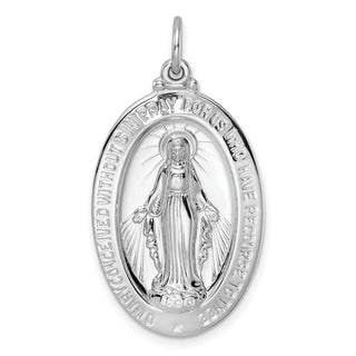 Sterling Silver Rhodium-plated Polished Solid Miraculous Medal Pendant QC11189