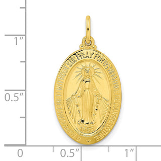 Sterling Silver Gold-tone Polished Solid Miraculous Medal Pendant QC11191