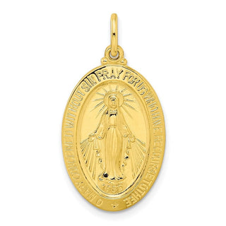 Sterling Silver Gold-tone Polished Solid Miraculous Medal Pendant QC11191