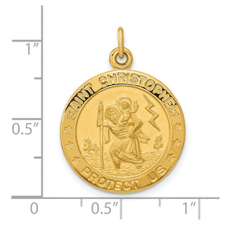 Sterling Silver Gold-plated Polished and Satin Saint Christopher Pendant