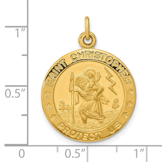 Sterling Silver Gold-plated Polished and Satin Saint Christopher Pendant