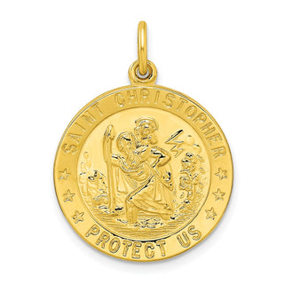 Sterling Silver Gold-tone Polished Solid Saint Christopher Medal Pendant QC11195