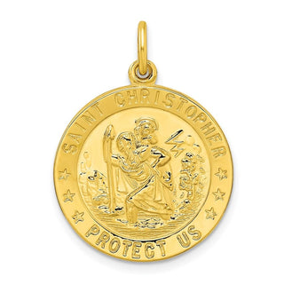 Sterling Silver Gold-tone Polished Solid Saint Christopher Medal Pendant QC11195