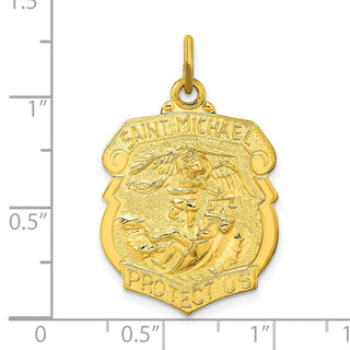 Sterling Silver Gold-tone Polished Solid Saint Michael Medal Pendant QC11196