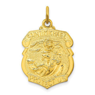 Sterling Silver Gold-tone Polished Solid Saint Michael Medal Pendant QC11196