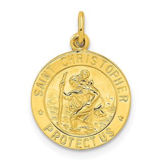 Sterling Silver Gold-tone Polished Solid Saint Christopher Medal Pendant QC11198