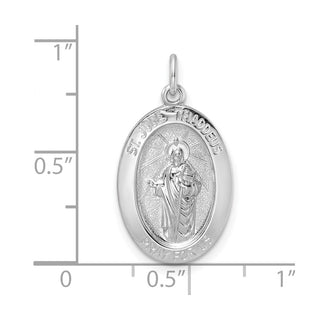 Sterling Silver Rhodium-plated Polished Solid Saint Jude Pendant