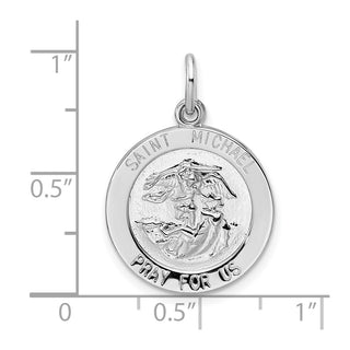 Sterling Silver Rhodium-plated Polished Solid Saint Michael Pendant QC11202