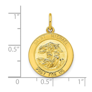 Sterling Silver Gold-tone Polished Solid Saint Michael Medal Pendant QC11203