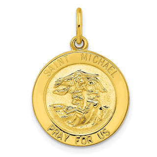 Sterling Silver Gold-tone Polished Solid Saint Michael Medal Pendant QC11203