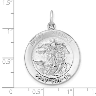 Sterling Silver Rhodium-plated Polished Solid Saint Michael Pendant QC11204