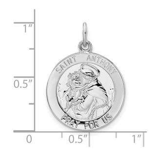 Sterling Silver Rhodium-plated Polished Solid Saint Anthony Pendant