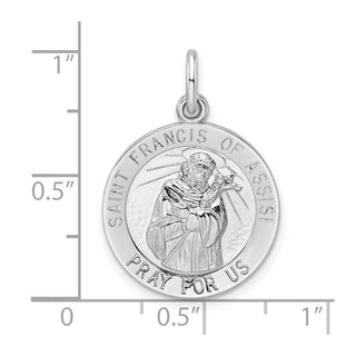 Sterling Silver Rhodium-plated Polished Solid Saint Francis Pendant