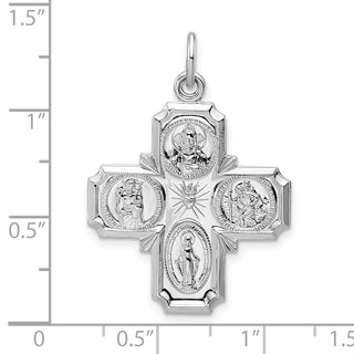 Sterling Silver Rhodium-plated Polished Solid Miraculous Medal Pendant QC11209