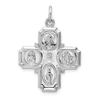 Sterling Silver Rhodium-plated Polished Solid Miraculous Medal Pendant QC11209