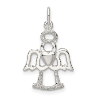 Sterling Silver Polished and Lasered Angel Pendant