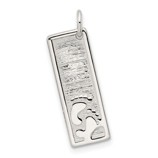 Sterling Silver Tiny Feet on Textured Bar Pendant