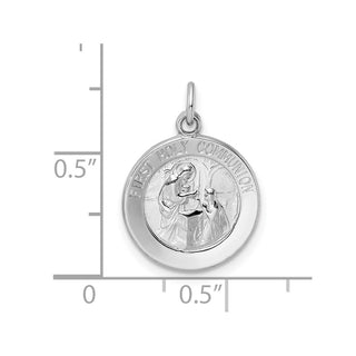 Sterling Silver Rhodium-plated Polished Solid 1st Holy Communion Pendant QC11222