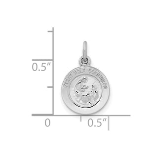Sterling Silver Rhodium-plated Polished Solid 1st Holy Communion Pendant QC11223