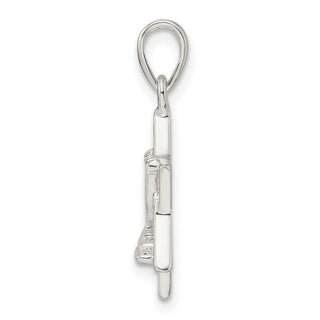 Sterling Silver Polished and Diamond-cut Star of David w/Menorah Pendant