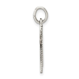 Sterling Silver Solid Antiqued and Textured Chai Symbol Charm QC11236
