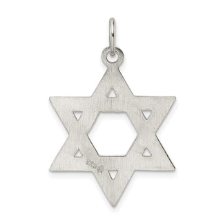 Sterling Silver Polished Textured Solid Star of David Charm