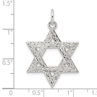 Sterling Silver Polished Textured Solid Star of David Charm