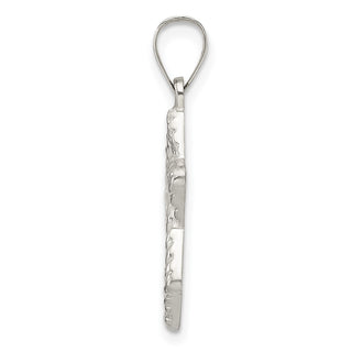 Sterling Silver Polished and Textured Solid Star of David Pendant