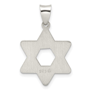 Sterling Silver Polished and Textured Solid Star of David Pendant